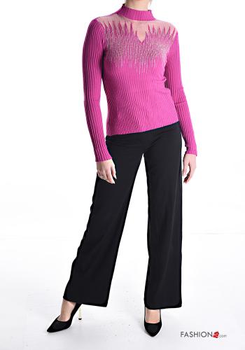 Maglione costine con strass - ph 5