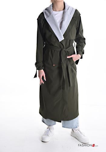 Trench Coat with belt with buttons with hood with pockets - ph 1