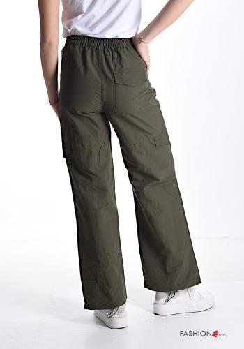 hoher Taille wide leg Jeans aus Baumwolle mit Taschen mit gummizug - ph 2