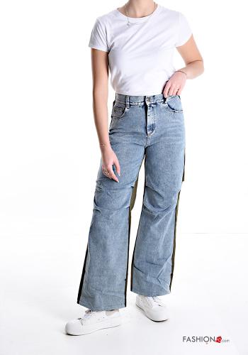 hoher Taille wide leg Jeans aus Baumwolle mit Taschen mit gummizug - ph 5