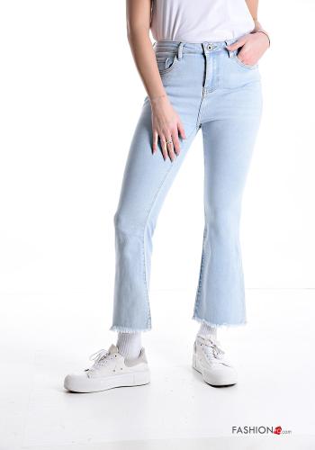 ausgestellte Jeans aus Baumwolle mit Taschen mit Fransen