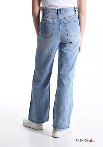wide leg zerrissene destroyed Jeans aus Baumwolle mit Taschen - ph 2