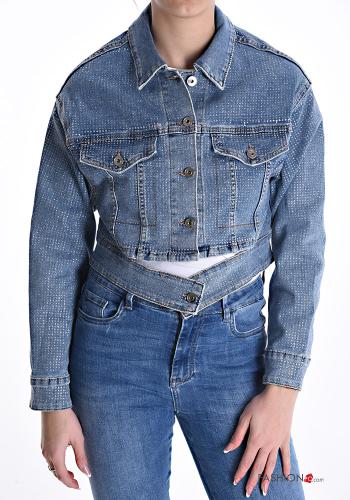 Blusão em Algodão denim com gola com botões com bolsos - ph 1