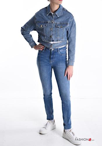 Blusão em Algodão denim com gola com botões com bolsos - ph 5