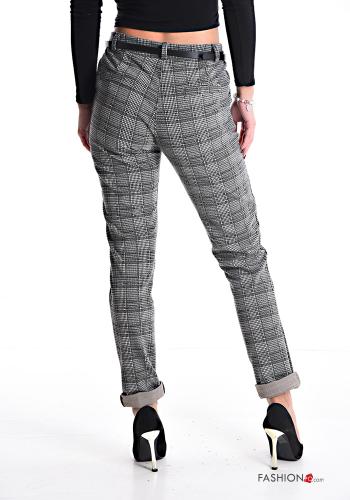Tartan-Muster Chino mit Gürtel mit Taschen - ph 2