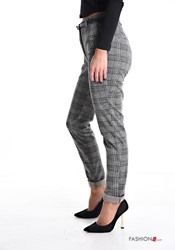 Tartan-Muster Chino mit Gürtel mit Taschen - ph 3