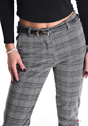 Tartan-Muster Chino mit Gürtel mit Taschen - ph 4