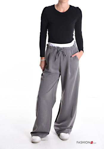 Pantalones wide leg con cordón con bolsillos con elástico - ph 5