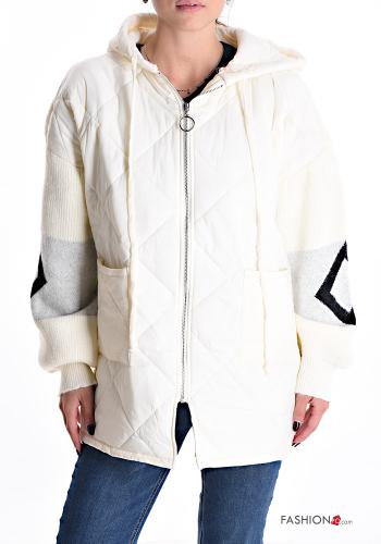 gesteppt Daunenjacke mit Taschen mit Kapuze mit Reißverschluss - ph 1