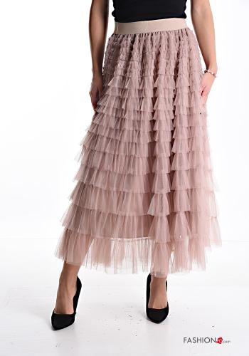 Gonna tulle Longuette con balze con elastico
