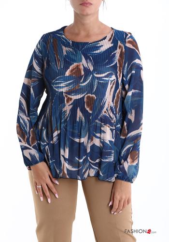 Blusa plissé Fantasia con foglie - ph 1
