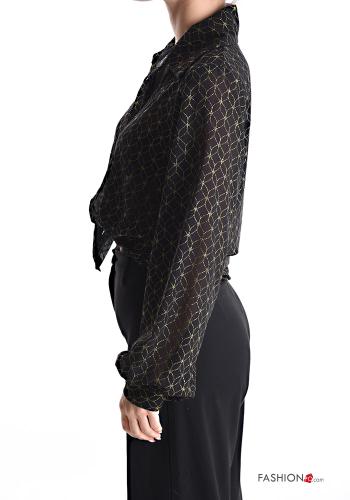 Chemise lurex manches bouffantes à Imprimé Géométrique à noeud - ph 3