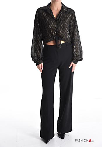 Chemise lurex manches bouffantes à Imprimé Géométrique à noeud - ph 5