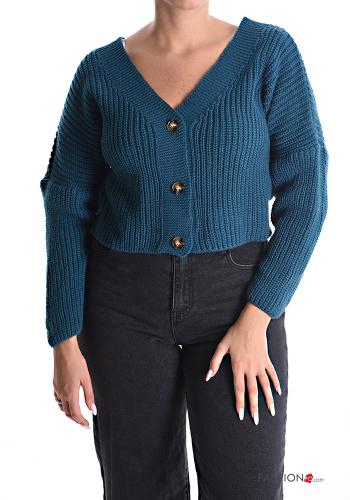 kurz Strickjacke mit Knöpfen mit V-Ausschnitt - ph 1