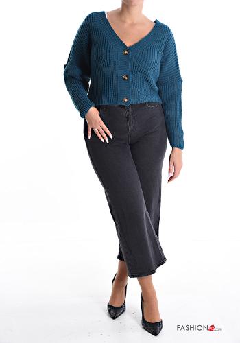 kurz Strickjacke mit Knöpfen mit V-Ausschnitt - ph 5