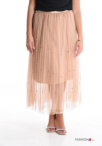 Gonna tulle Longuette con elastico con fodera con perle con strass - ph 1