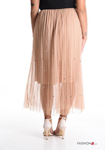 Gonna tulle Longuette con elastico con fodera con perle con strass - ph 2