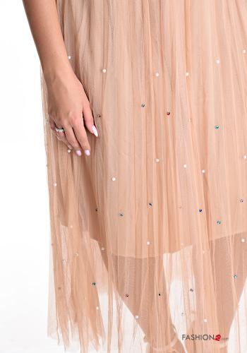 Gonna tulle Longuette con elastico con fodera con perle con strass - ph 4