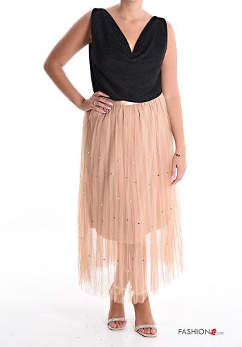 Gonna tulle Longuette con elastico con fodera con perle con strass - ph 5