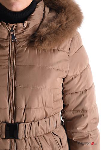Piumino con cintura con cappuccio con zip con tasche - ph 4