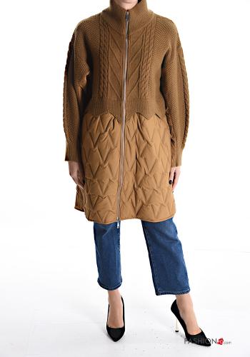 quilted Coat Rollneck with zip with pockets