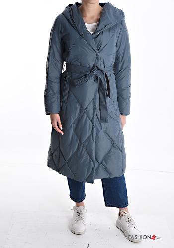 Puffer Jacket with belt with buttons with hood with pockets - ph 1