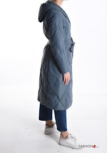 Puffer Jacket with belt with buttons with hood with pockets - ph 3