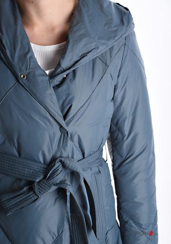 Puffer Jacket with belt with buttons with hood with pockets - ph 4