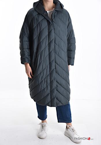 Piumino con zip con tasche con cappuccio - ph 1