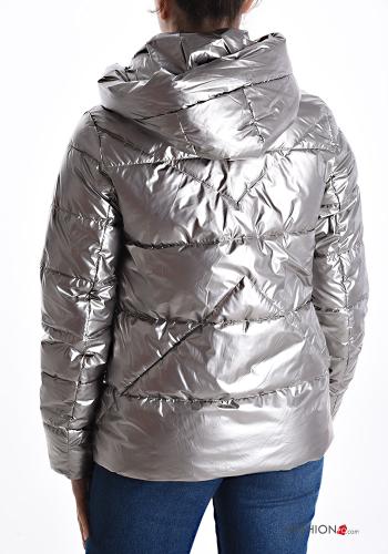 metallic Puffer Jacket with pockets with hood with zip - ph 2