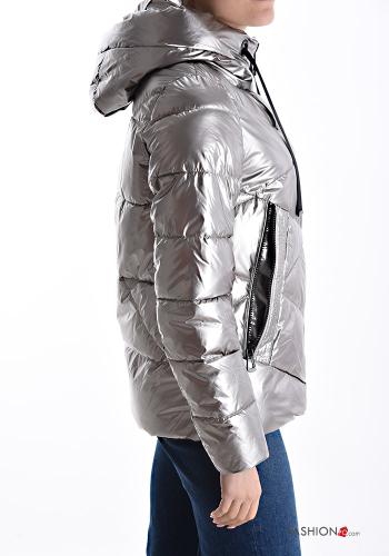 metallic Puffer Jacket with pockets with hood with zip - ph 3