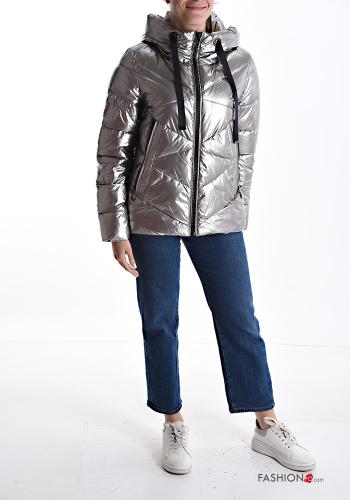 metallic Puffer Jacket with pockets with hood with zip - ph 5