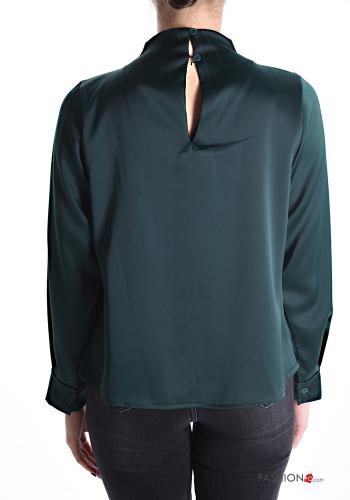 Satin Bluse Rollkragen- mit Perlen - ph 2