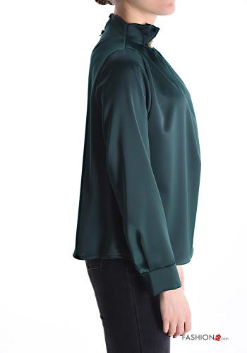 Satin Bluse Rollkragen- mit Perlen - ph 3