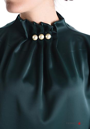 Satin Bluse Rollkragen- mit Perlen - ph 4