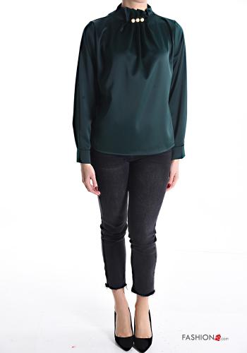 Satin Bluse Rollkragen- mit Perlen - ph 5