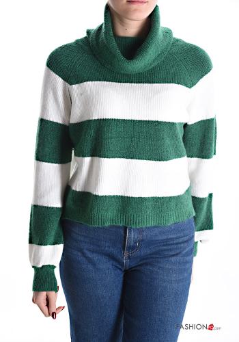 Maglione Fantasia righe a collo alto