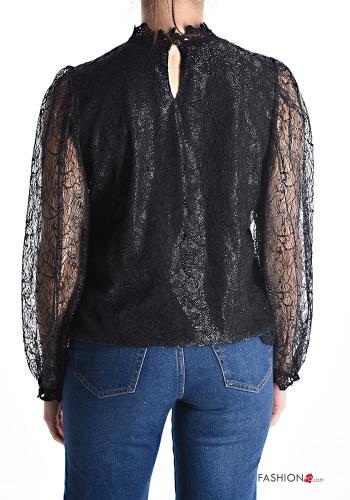 Blouse en Coton détail dentelle lurex - ph 2
