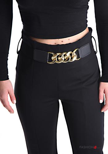 ausgestellte Hose mit Gürtel mit schlitz mit gummizug - ph 4