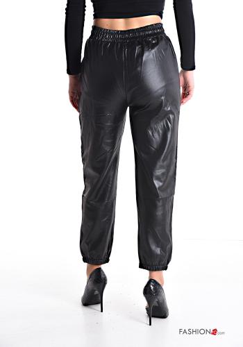 Kunstleder Hose mit Taschen mit gummizug mit kordelzug - ph 2