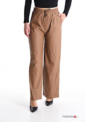 Kunstleder Hose mit Taschen mit gummizug mit kordelzug - ph 1