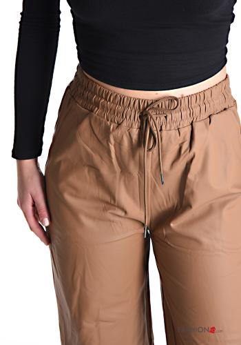 Kunstleder Hose mit Taschen mit gummizug mit kordelzug - ph 4