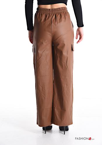 Kunstleder Hose mit Taschen mit gummizug mit kordelzug - ph 2