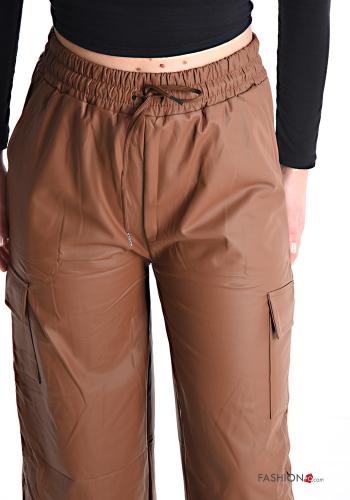 Kunstleder Hose mit Taschen mit gummizug mit kordelzug - ph 4