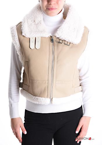 Smanicato ecopelle pelliccia sintetica con zip - ph 1