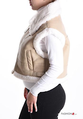 Smanicato ecopelle pelliccia sintetica con zip - ph 3