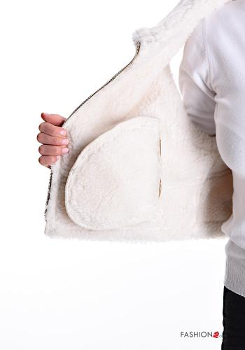 Smanicato ecopelle pelliccia sintetica con zip - ph 6