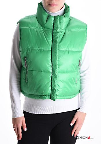 Smanicato trapuntato con tasche a collo alto con zip