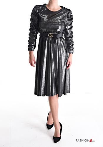 Robe manches longues brillant avec ceinture - ph 1