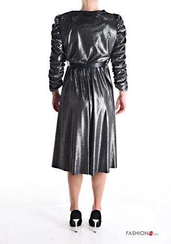 Robe manches longues brillant avec ceinture - ph 2